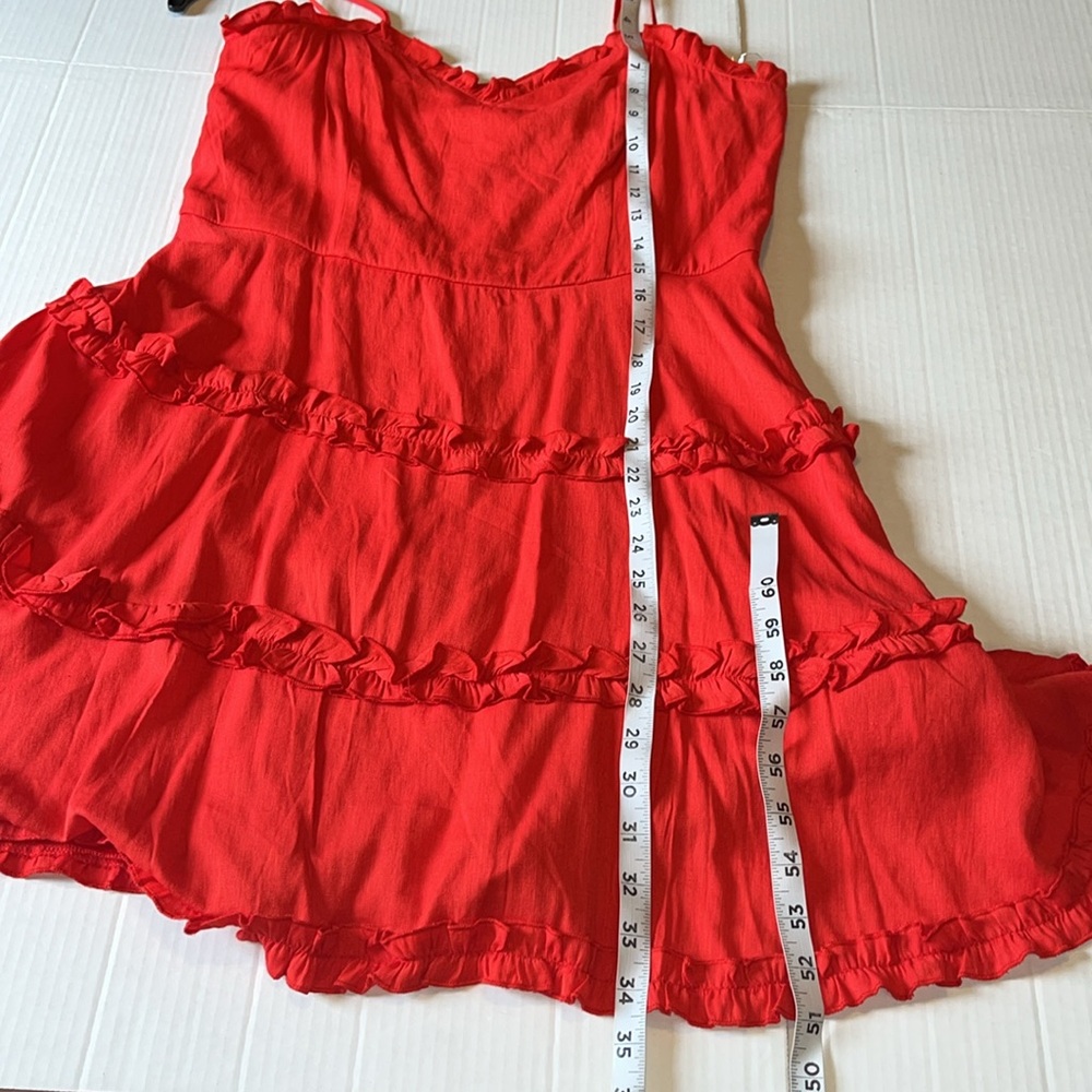 NWT-Francesca's-XL-Red-Spaghetti Strap, tiered ruffles, mini dress/Sundress. - Picture 9 of 12